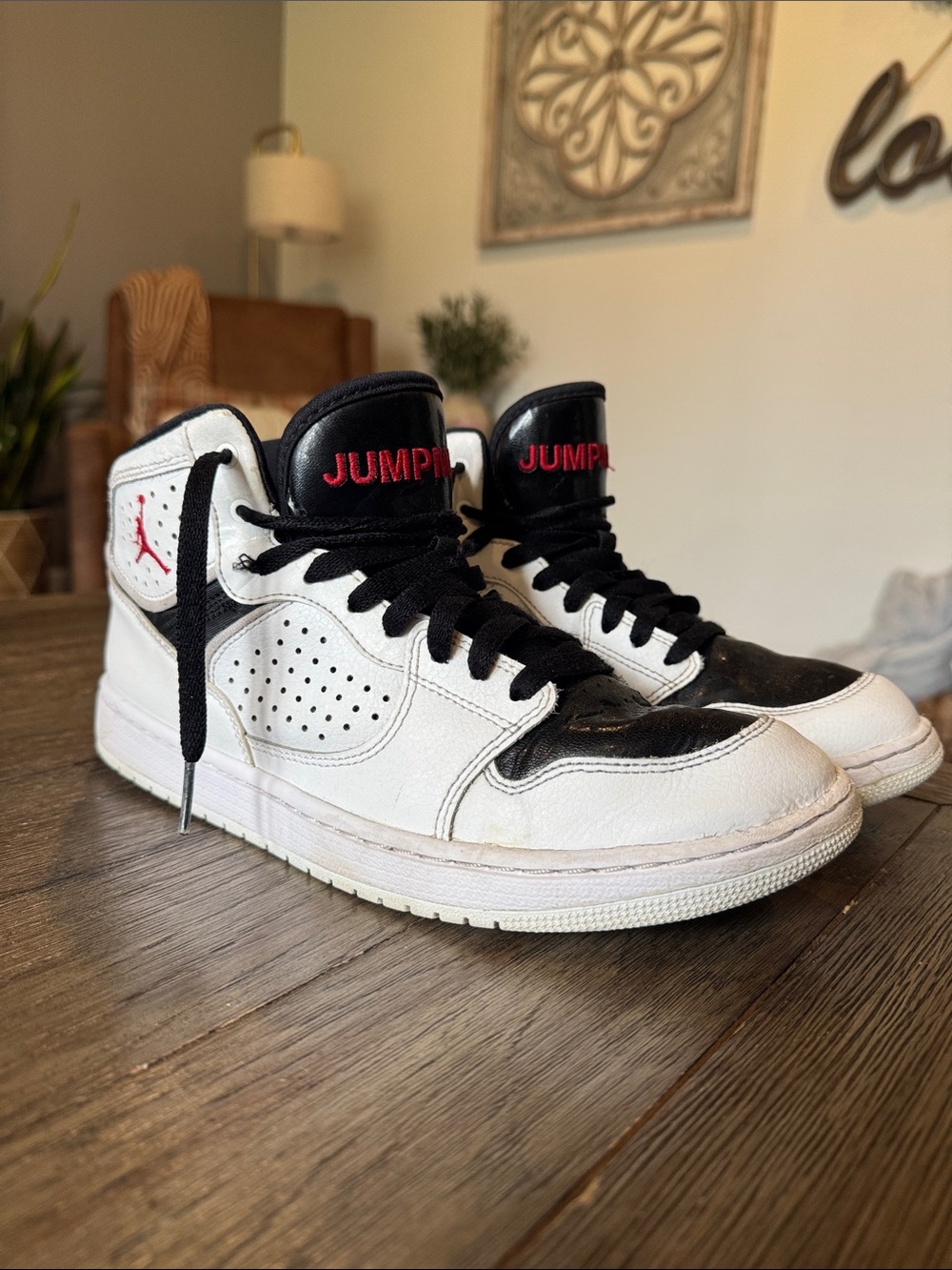 Jordan High-Top Sneakers - White, Black & Red